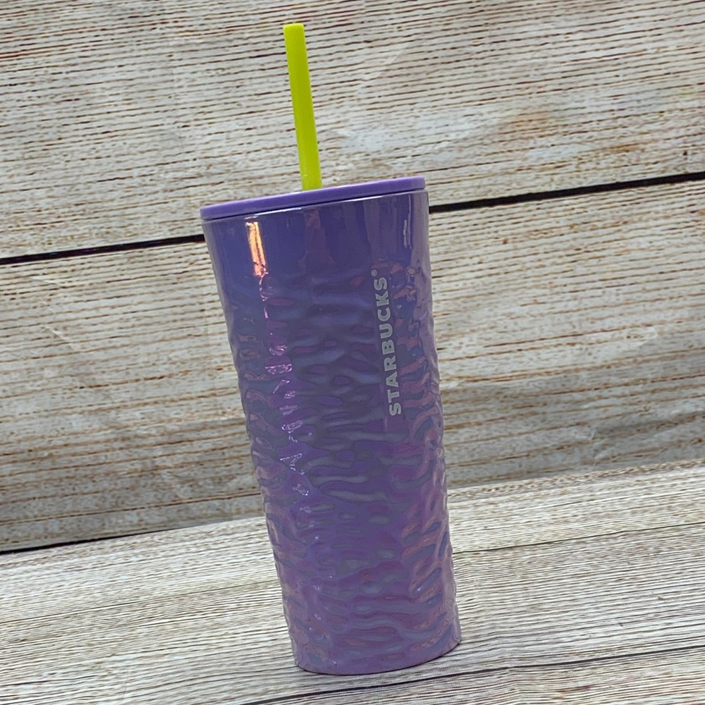 Starbucks Purple Iridescent Textured Tumbler with Straw 18 oz Cold‎ Drinks 2023